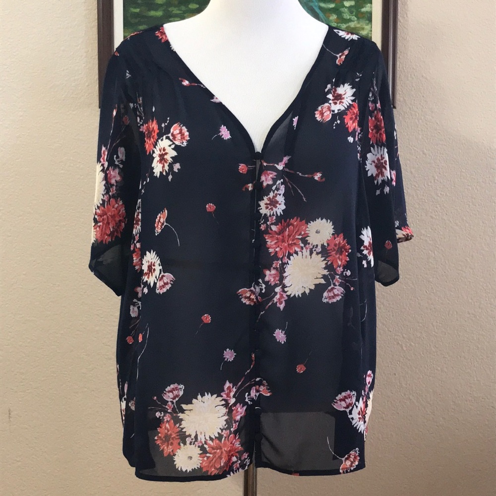 TORRID FLORAL PRINT CHIFFON DOLMAN TOP